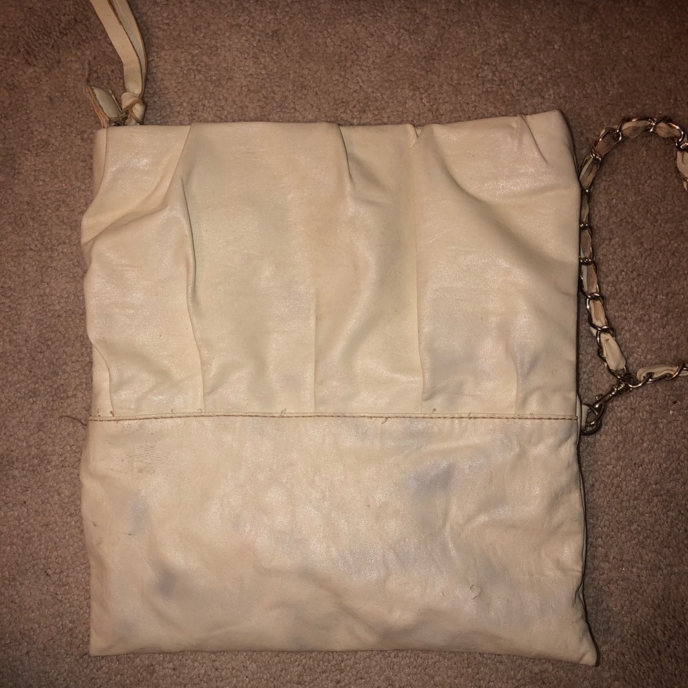 Express White Leather Handbag